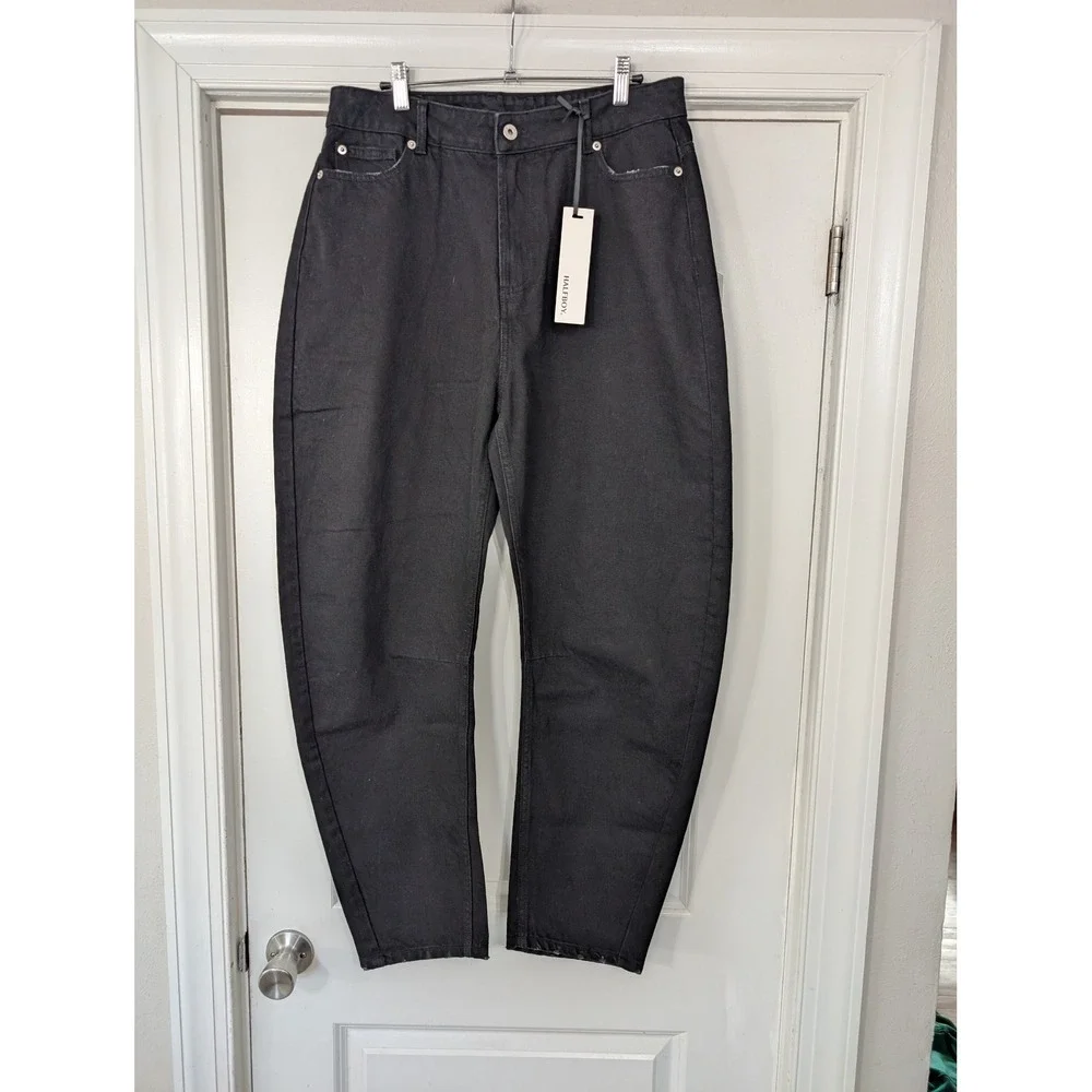HALFBOY Banana Leg Jeans Women's 31 Black Denim barrel NWTs‎ timeless luxury